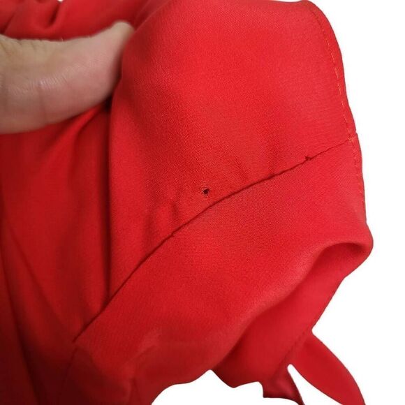 Amanda Uprichard Desiree Silk Red Off Shoulder Mini Dress Size Medium - Picture 10 of 10
